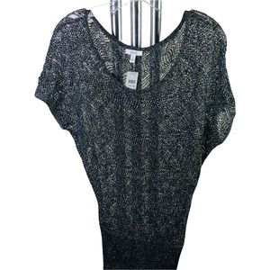 CACHE’ NWT Grey knit scoop neck short sleeves sweater. SIZE: SMALL